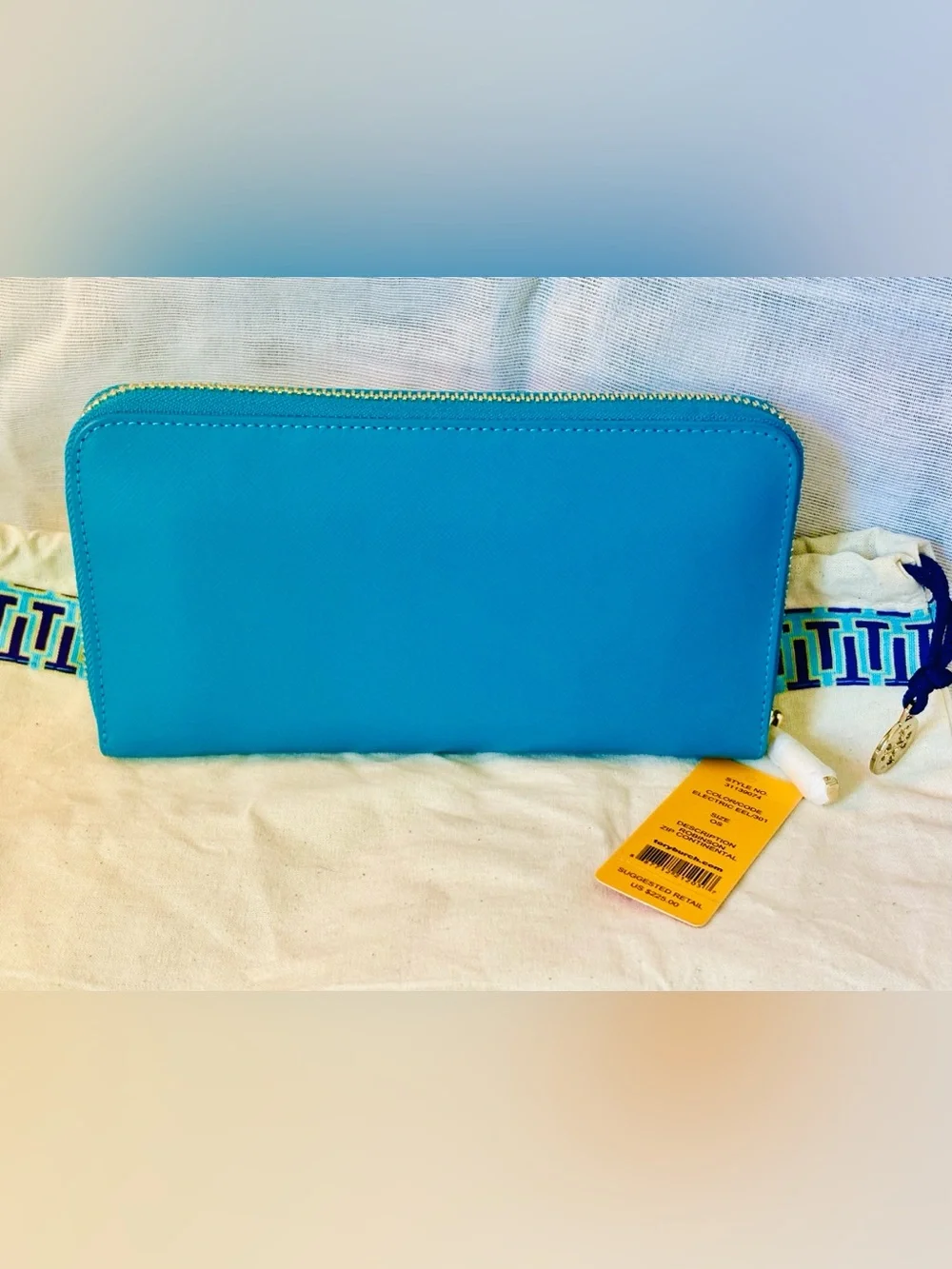 Tory Burch Robinson Leather Zip Around Wallet-Electric EEL Blue